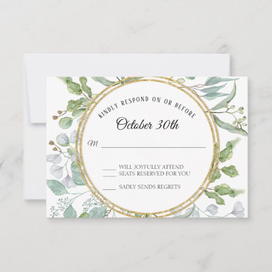 RSVP Respons Eucalyptus Gold Wreatinage Kaart (Voorkant)