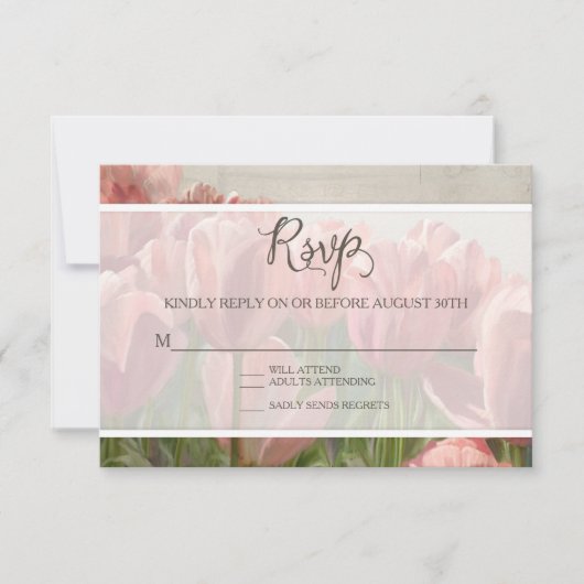 RSVP-respons Floral Romantic  hout Rustisch RSVP Kaartje (Voorkant)