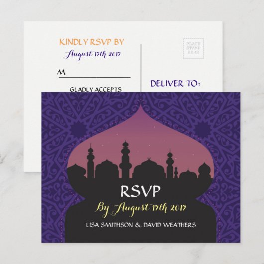 RSVP Respons Huwelijk Briefkaart Arabian Nights (Voorkant / Achterkant)