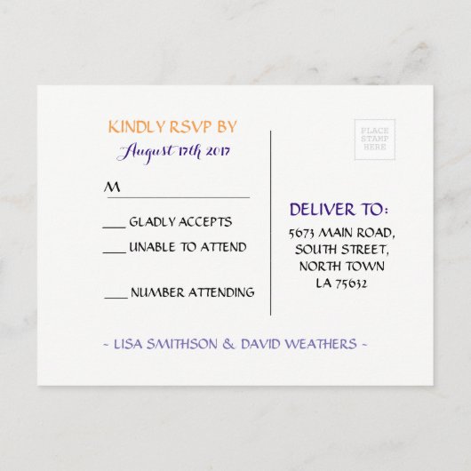 RSVP Respons Huwelijk Briefkaart Arabian Nights (Achterkant)