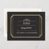 RSVP Respons Huwelijk Briefkaart Art Deco Gold (Voorkant / Achterkant)