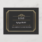 RSVP Respons Huwelijk Briefkaart Art Deco Gold (Voorkant)