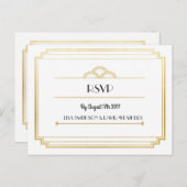 RSVP Respons Huwelijk Briefkaart Art Deco Gold (Voorkant / Achterkant)