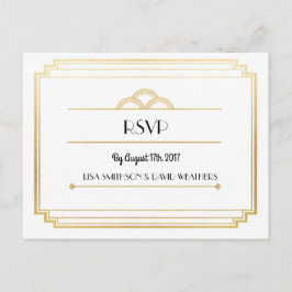 RSVP Respons Huwelijk Briefkaart Art Deco Gold