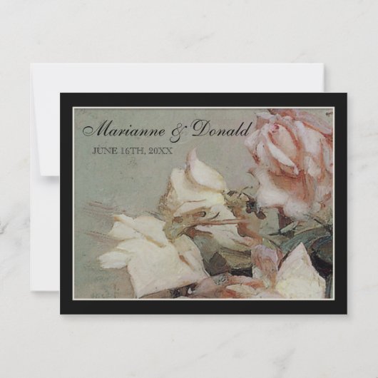 RSVP-respons, impressionist roze roze rozen RSVP Kaartje (Achterkant)