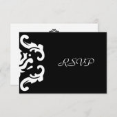 RSVP-respons in stijlvolle zwarte en witte Damask RSVP Kaartje (Voorkant / Achterkant)