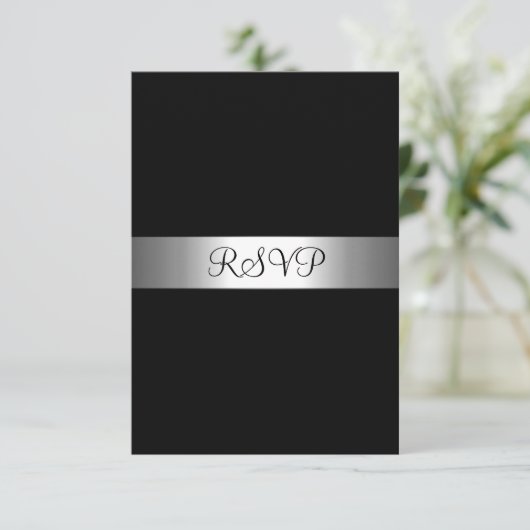 RSVP Respons Kaart Black Silver All Events (Staand voorkant)