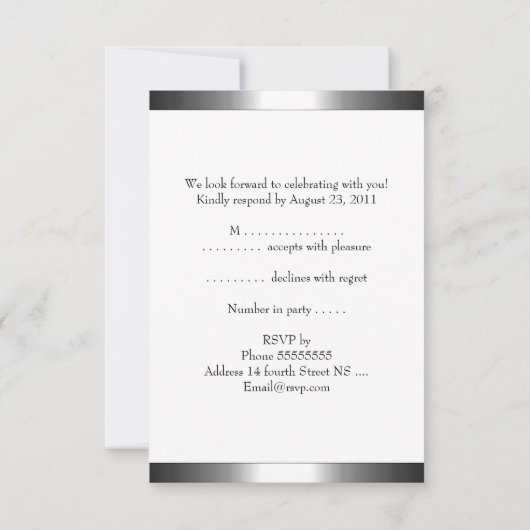 RSVP Respons Kaart Black Silver All Events (Achterkant)