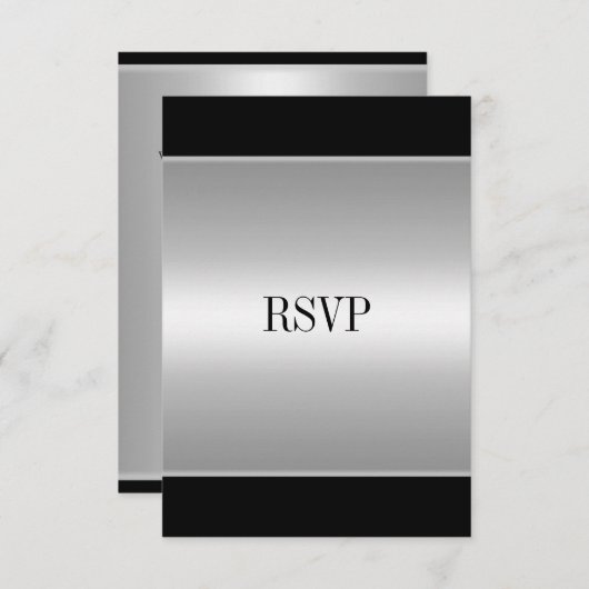 RSVP Respons Kaart Black Silver All Events (Voorkant / Achterkant)