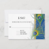 RSVP Respons Kaart Peacock Feathers Indian Wedding (Voorkant)
