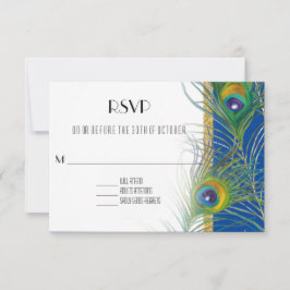 RSVP Respons Kaart Peacock Feathers Indian Wedding