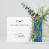 RSVP Respons Kaart Peacock Feathers Indian Wedding (Staand voorkant)