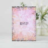 RSVP Respons Kaart Zwart Roze Bloemen (Staand voorkant)