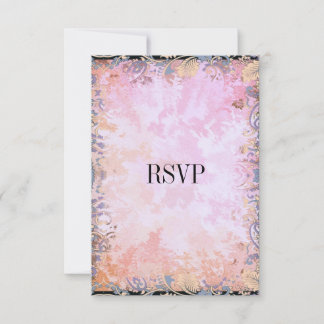 RSVP Respons Kaart Zwart Roze Bloemen