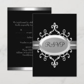 RSVP Respons Kaart Zwart Zilveren Juweel (Voorkant / Achterkant)