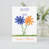 RSVP Respons Kaarten, Blauw & Sinaasappel (Staand voorkant)