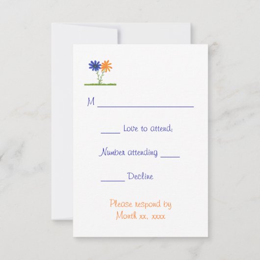 RSVP Respons Kaarten, Blauw & Sinaasappel (Achterkant)