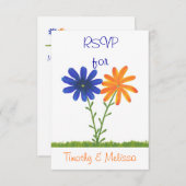 RSVP Respons Kaarten, Blauw & Sinaasappel (Voorkant / Achterkant)