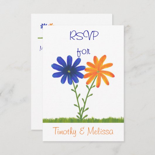 RSVP Respons Kaarten, Blauw & Sinaasappel (Voorkant / Achterkant)