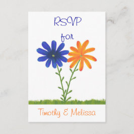 RSVP Respons Kaarten, Blauw & Sinaasappel Kaartje