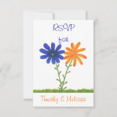 RSVP Respons Kaarten, Blauw & Sinaasappel Kaartje (Voorkant)