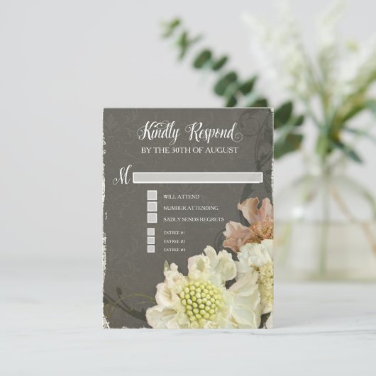 RSVP Respons Kaarten Modern Flower Flourish (Staand voorkant)