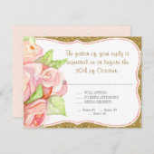 RSVP Respons Menu Weddenschap Waterverf Rose Bouqu (Voorkant / Achterkant)