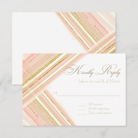 RSVP respons Moderne lijnen Art Deco Faux Gold Kaartje (Voorkant / Achterkant)