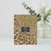 RSVP Respons Natuurlijk Goud Leopard Dierenprint Kaartje (Staand voorkant)