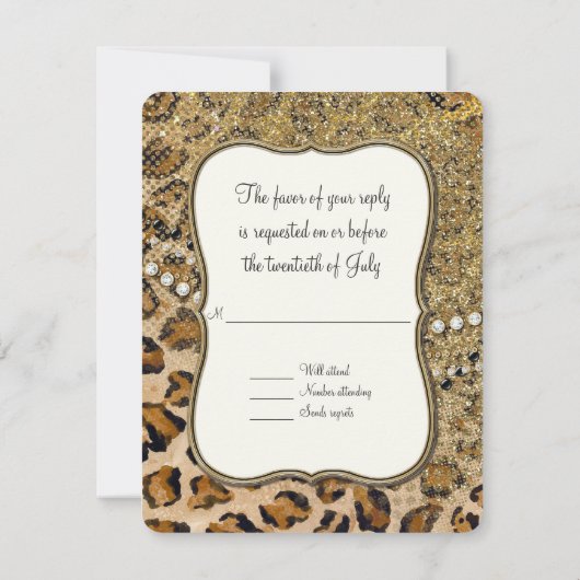 RSVP Respons Natuurlijk Goud Leopard Dierenprint Kaartje (Achterkant)