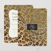 RSVP Respons Natuurlijk Goud Leopard Dierenprint Kaartje (Voorkant / Achterkant)