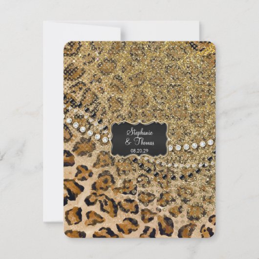 RSVP Respons Natuurlijk Goud Leopard Dierenprint Kaartje (Voorkant)