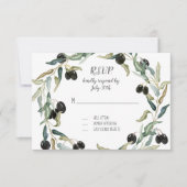 RSVP Respons Olive Leaf Wreater Waterverf Artwork Kaartje (Voorkant)
