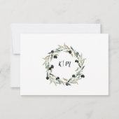 RSVP Respons Olive Leaf Wreater Waterverf Artwork Kaartje (Achterkant)