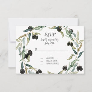 RSVP Respons Olive Leaf Wreater Waterverf Artwork Kaartje
