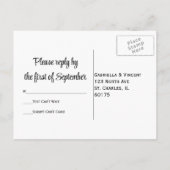 RSVP-respons op Black and White Sunflower Wedding Uitnodiging Briefkaart (Achterkant)