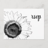 RSVP-respons op Black and White Sunflower Wedding Uitnodiging Briefkaart (Voorkant)