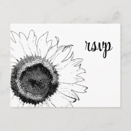 RSVP-respons op Black and White Sunflower Wedding Uitnodiging Briefkaart
