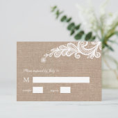 RSVP-respons op Burlap en Lace Wedding RSVP Kaartje (Staand voorkant)