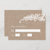 RSVP-respons op Burlap en Lace Wedding RSVP Kaartje (Voorkant / Achterkant)