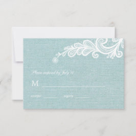 RSVP-respons op Burlap en Lace Wedding RSVP Kaartje