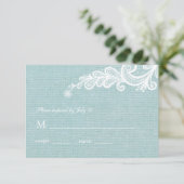RSVP-respons op Burlap en Lace Wedding RSVP Kaartje (Staand voorkant)