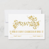 RSVP-respons op florale bruiloft met goudfolie Kaart (Voorkant)