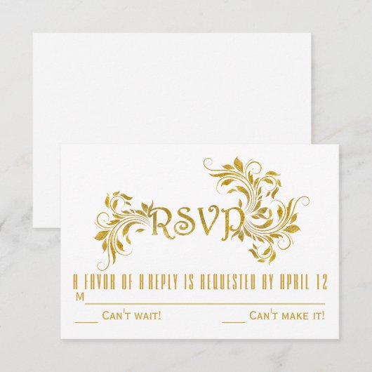 RSVP-respons op florale bruiloft met goudfolie Kaart (Voorkant / Achterkant)