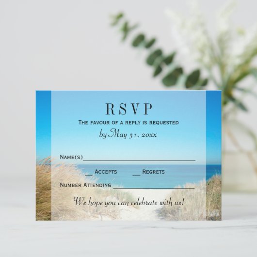 RSVP-respons op rivierstrand RSVP Kaartje (Staand voorkant)
