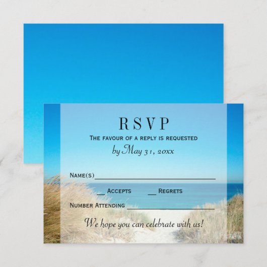 RSVP-respons op rivierstrand RSVP Kaartje (Voorkant / Achterkant)