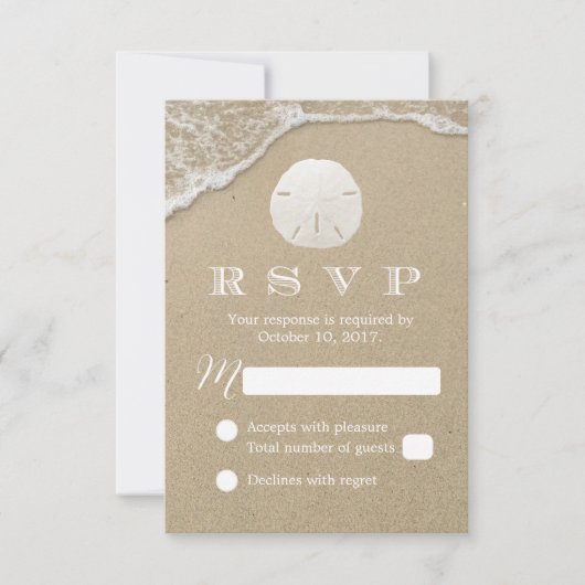 RSVP-respons op strand-strand met zanddollar RSVP Kaartje (Voorkant)