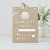 RSVP-respons op strand-strand met zanddollar RSVP Kaartje (Staand voorkant)
