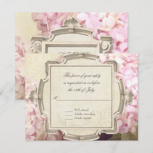 RSVP Respons Parisian  Hydrangea Manor Kaartje (Voorkant / Achterkant)