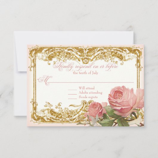 RSVP Respons Parisian  Roos Manor House Kaartje (Voorkant)